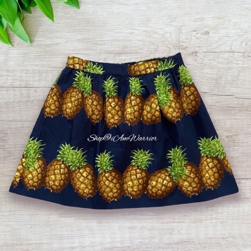 J.Crew NWT navy blue pineapple print a-line mini skirt Shop@iAmWarrior